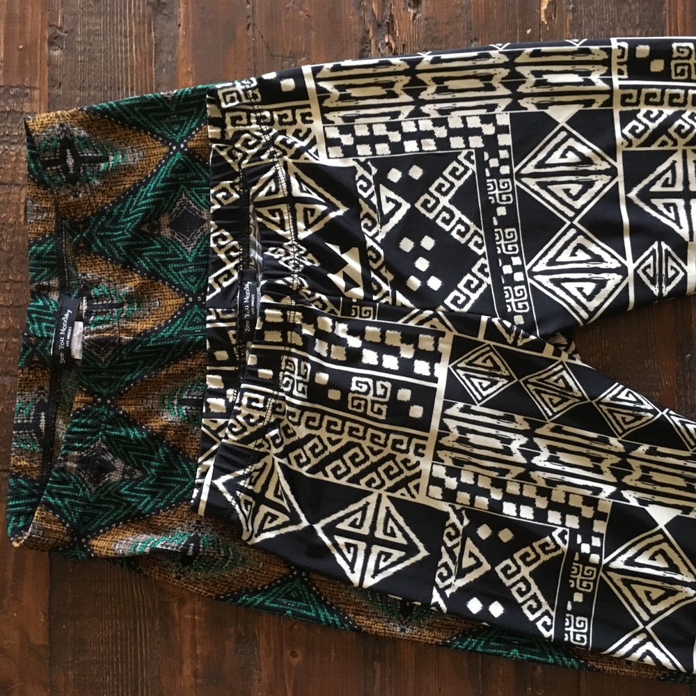 Good Condition/ 2 Tribal Print Leggings/ US Made